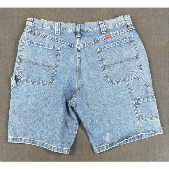 Wrangler Carpenter Shorts Men 36 Light Blue Denim Y2K Workwear Skater‎ Style - Picture 7 of 11